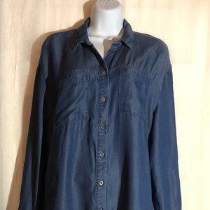 Women's LG Long Sleeve Roll Tab Shirt by Jane + Delancey Denim Dark Blue